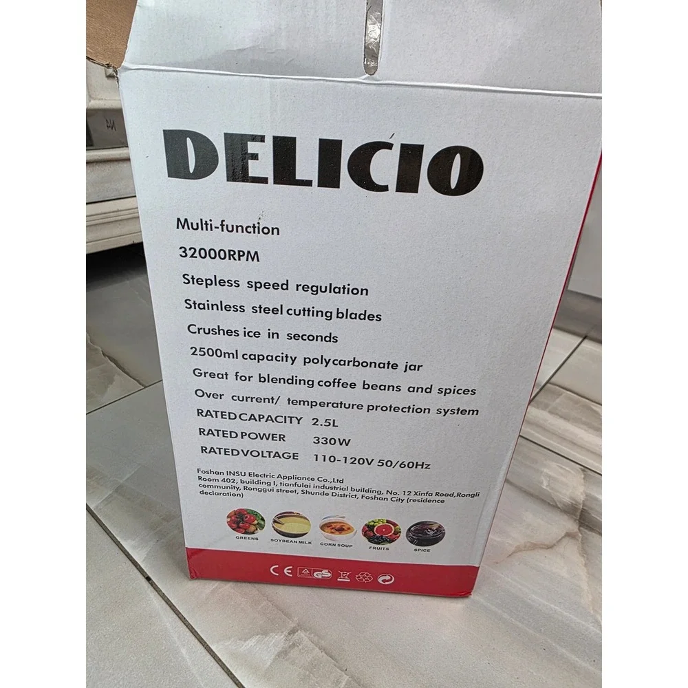 Delicio 2in1 Blender 330W Super Power Multi-Function 2.5L Jar Black DL-1589 NEW